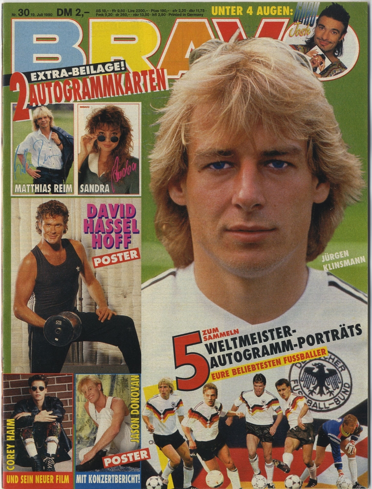 Bravo 1990 Nr 30 Dfb Elf Weltmeister Matthias Reim Sandra Corey Haim D Mark Im Osten Kylie Minogue Mit Allen Beilagen Postern Starschnit Aufklebern Karten Etc Jugendzeitschrift